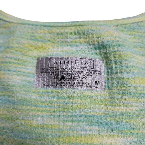 Athleta Womens Breathe Space Dye Tank Top Size Medium Green Active Scrunch Gym - Picture 6 of 7